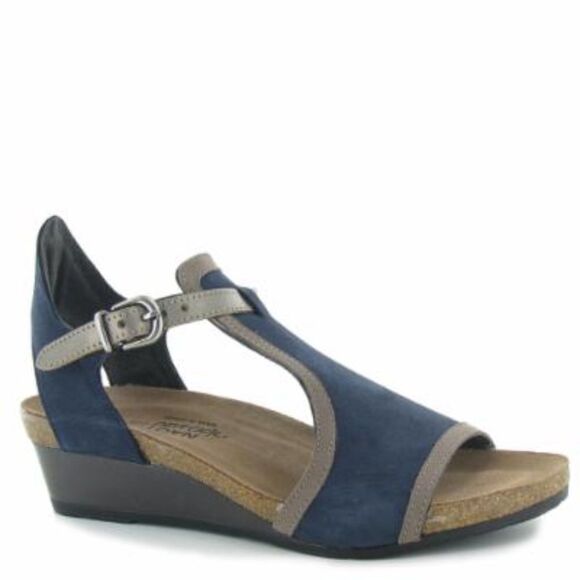 Naot Fiona Navy Ankle Strap Wedge Sandals Sz 37/6 - Picture 1 of 7